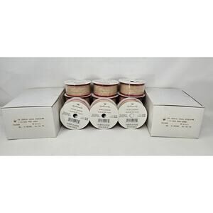Hallmark Fabric Ribbon Beige Red 12 Rolls 1-3/8" x 4 Yards Each Sealed Bows